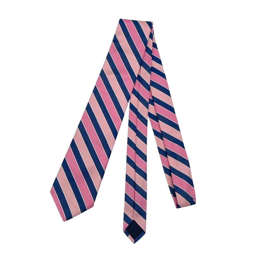 NWT Brooks Brothers 346 Silk Tie Pink Navy Stripe USA Made 57" Classic Preppy